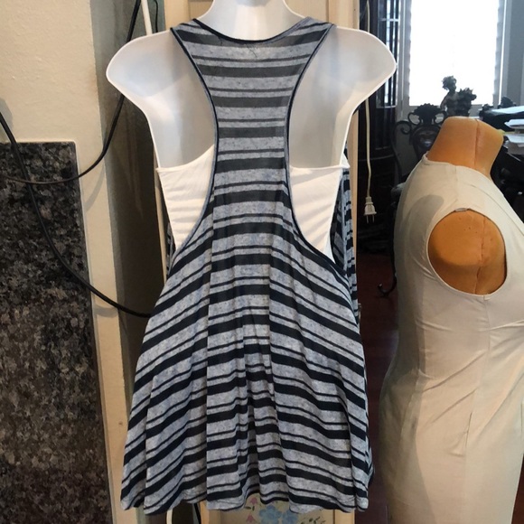 Forever 21 2 in 1 Attached Racerback White Tank Top & Navy Blue Coverup Size Med - Picture 5 of 10